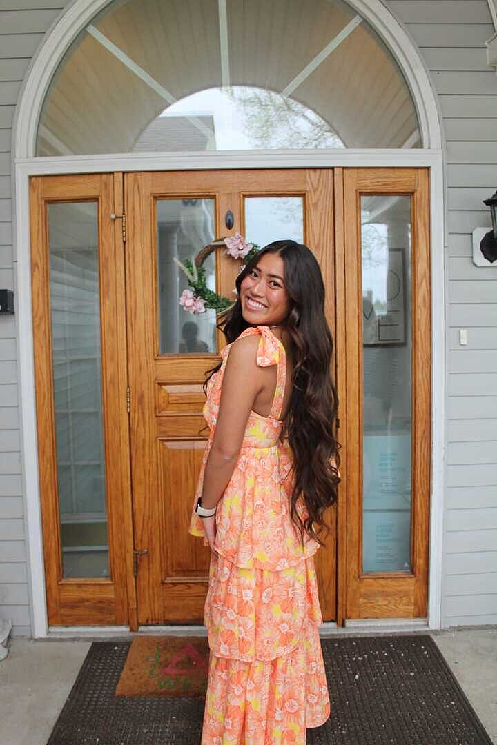 open lace back dress Floral Midi Dress-Fuchsia/Orange – La'Delane Boutique main image 1