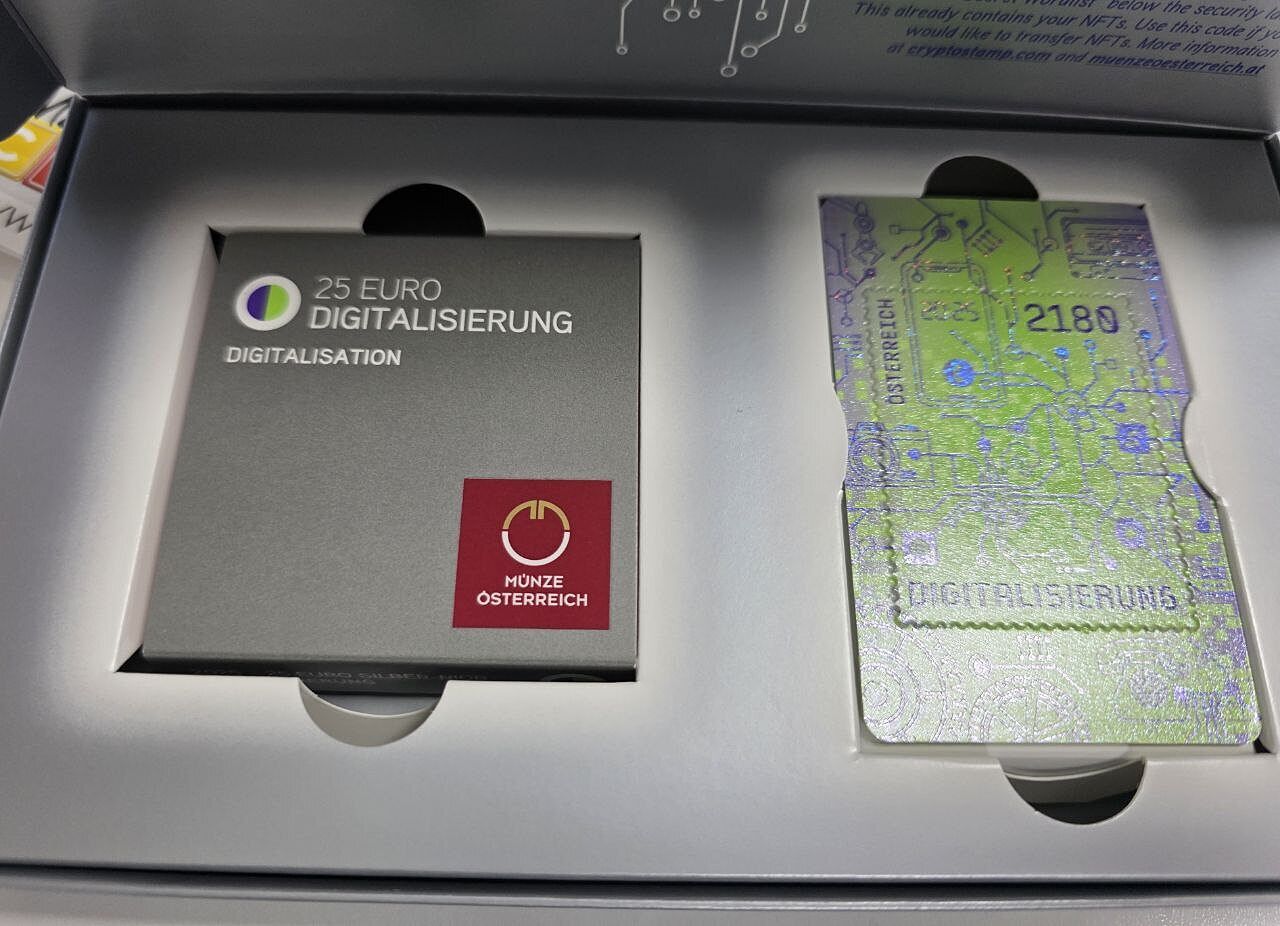 DIGITALISATION Niobium Set 1x Crypto Stamp 1x Silver Coin 25€ Euro Austria  2025