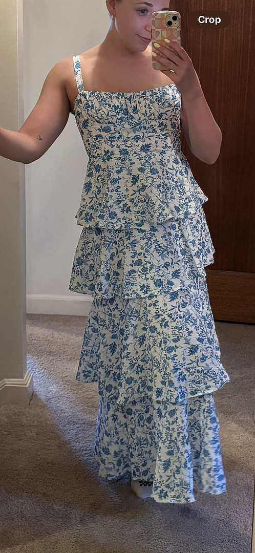 Shop the Provence Bloom Tiered Midi Dress Floral Blue