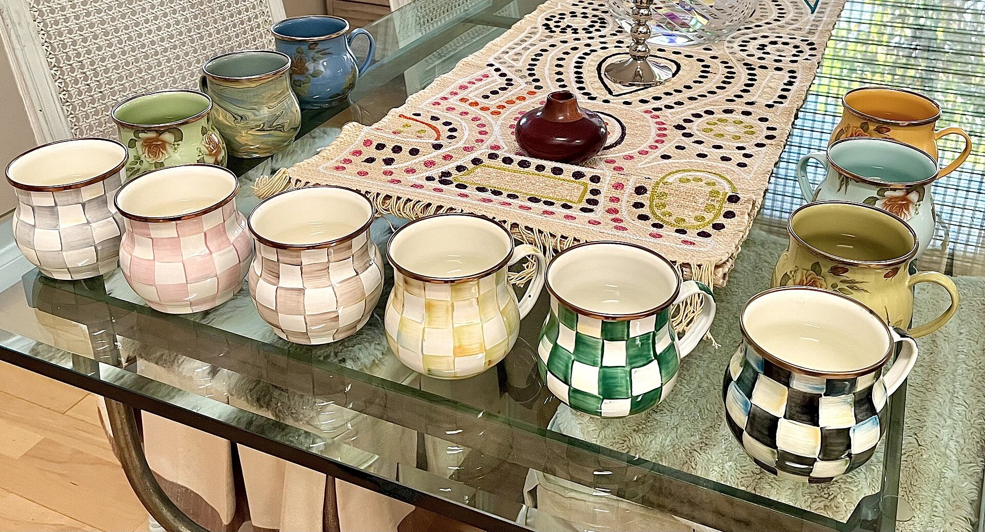 マッケンジーチャイルド　ケーキカヴァー Vintage Mackenzie Childs Buttercup Pots and Cake Cover Set