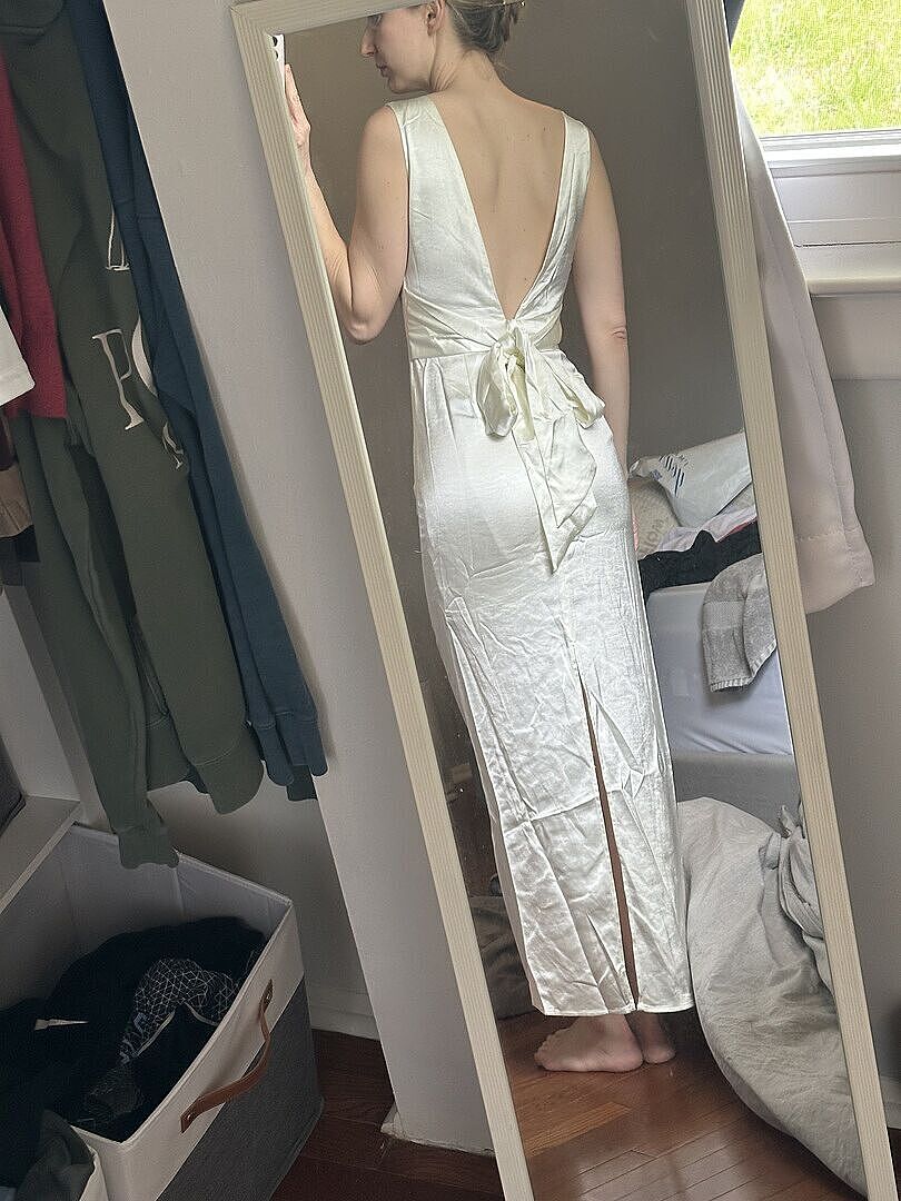 ivory lace two piece dress Two Piece Lace Short Sleeves Ivory Satin A-line Wedding Dresses,CW0133