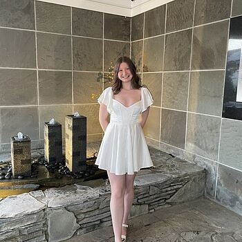 Tamelia Flutter Sleeve Mini Dress White Selfie Leslie