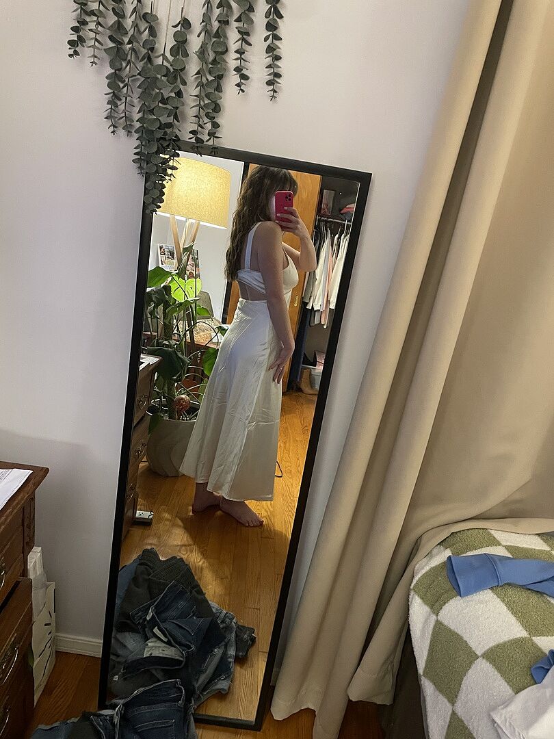Shop the Nyah Lace Trim Midi Dress Off White