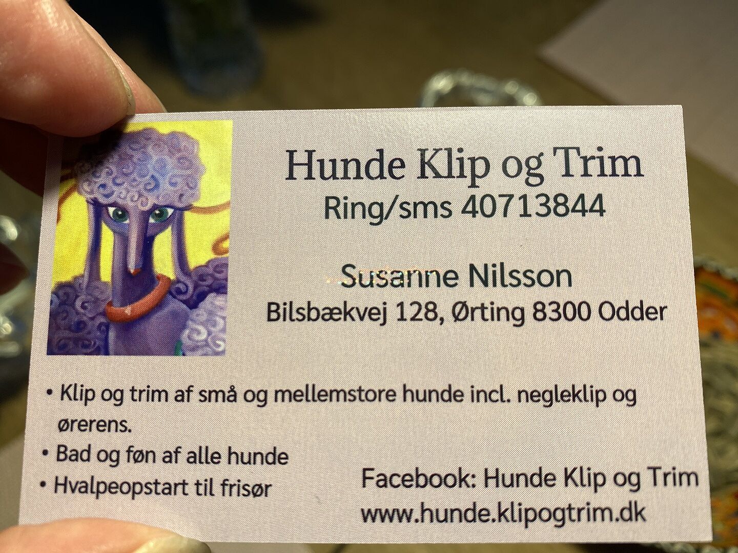 Visitkort manglede tekst