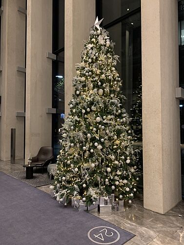 Decorated Christmas tree at South Bank Tower