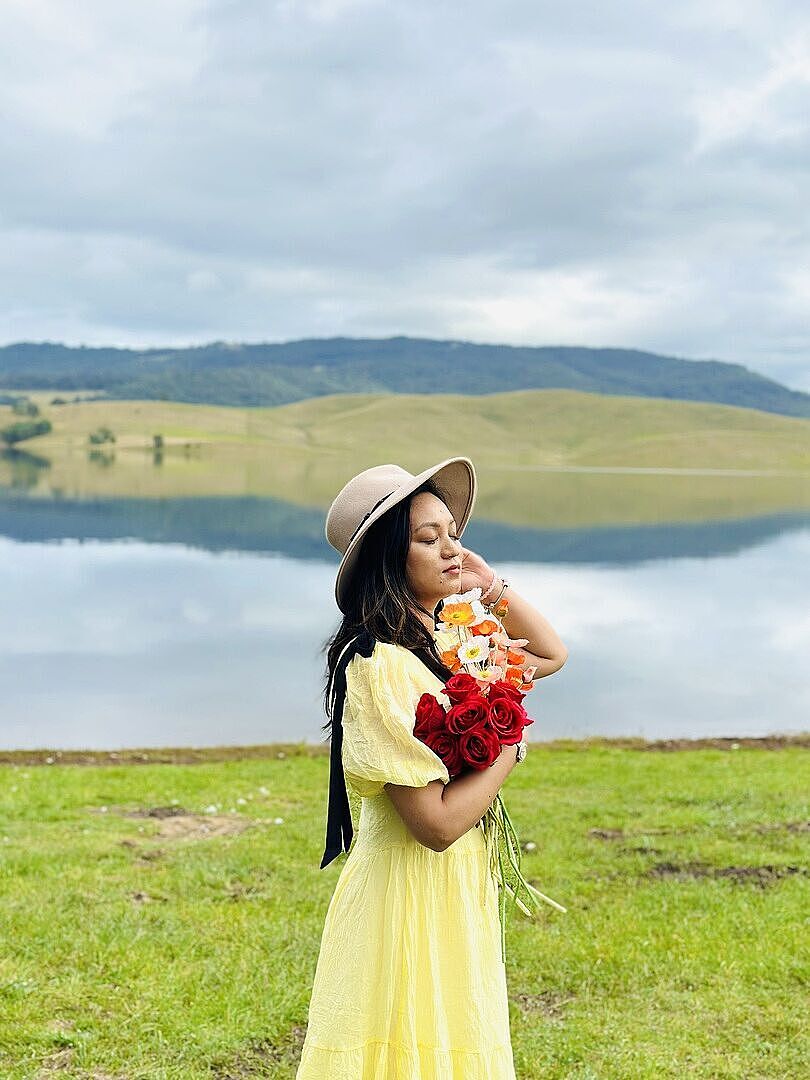 Shop the Sinta Bow Shoulder Puff Sleeve Maxi Dress Lemon