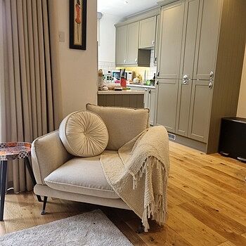 Obriel Oatmeal Fabric Footstool Great footstool