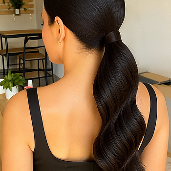 Noir/Brun #1b Ponytail Cheveux Naturels couleur parfaite