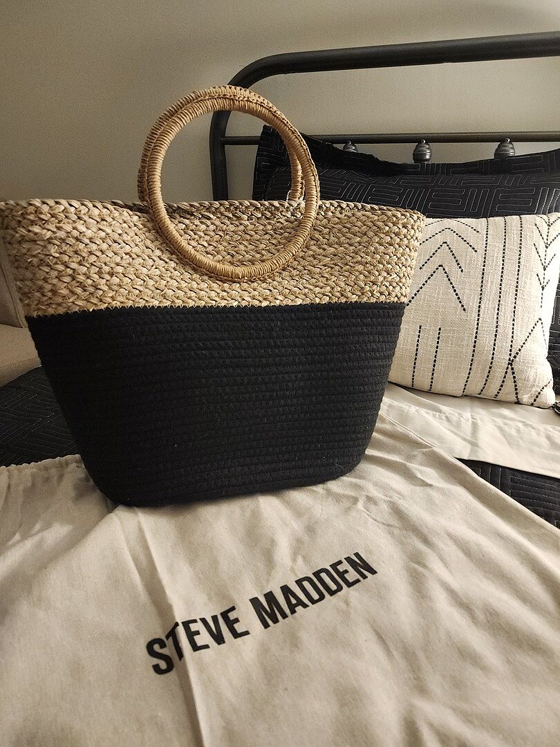 【Steve Madden】Woven & Smooth Mini Tote ★関税・送料無料★ Steve Madden black crossbody 3 In 1 purse tote wallet