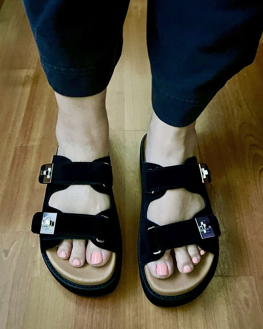 BIGSCHMONA Black/Black Suede Women's Platform Slide Sandal