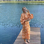 raise the sun midi dress orange Ruffle Sleeve Shirred Midi Dress
