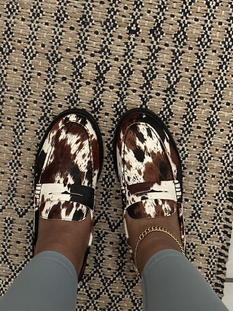 【Steve Madden】ドッジ・ブラウン・カウ柄 MADISON Brown Cow Print Women's Penny Loafer – Steve Madden