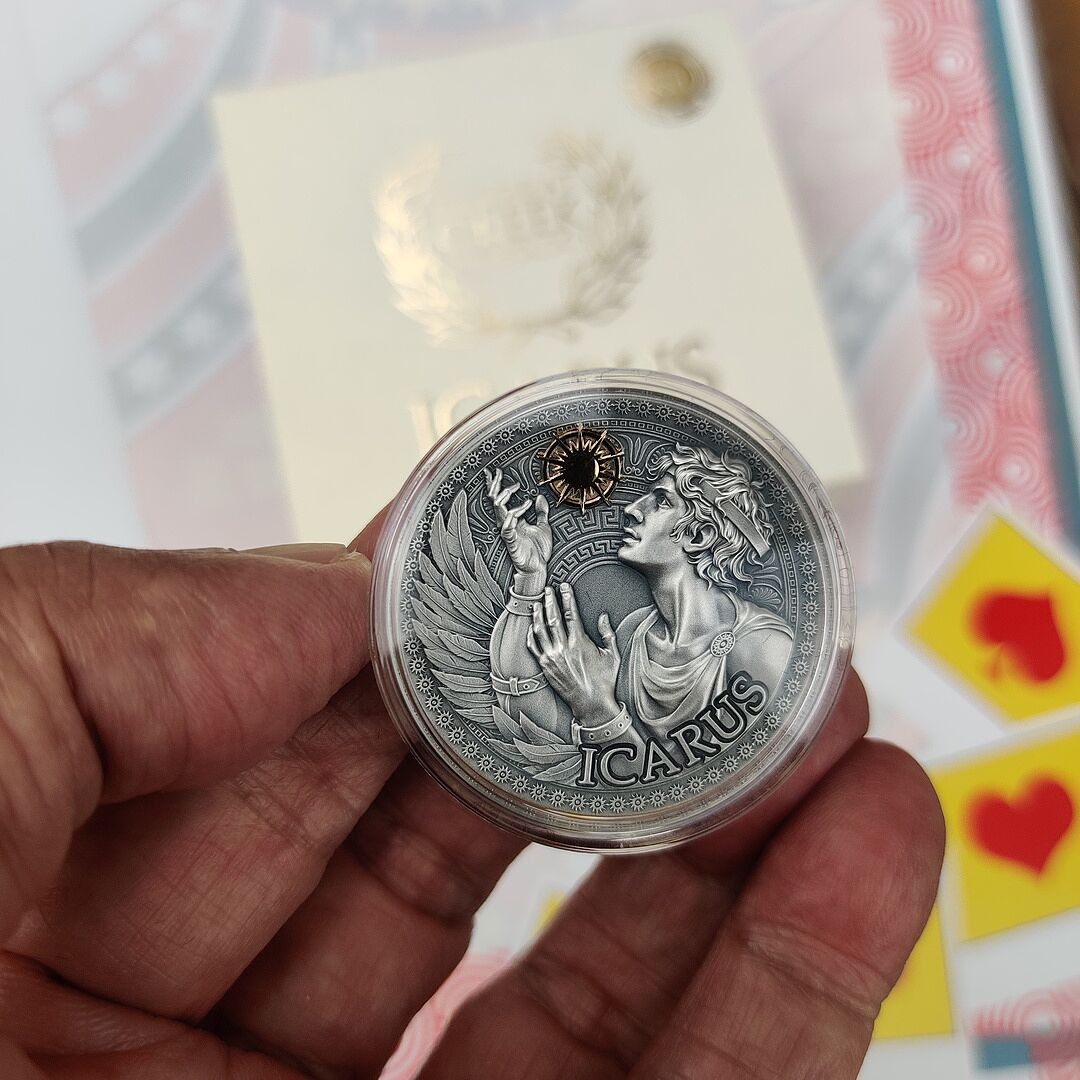 ICARUS Great Greek Mythology 1 Oz Серебро Монета 1000 Франков