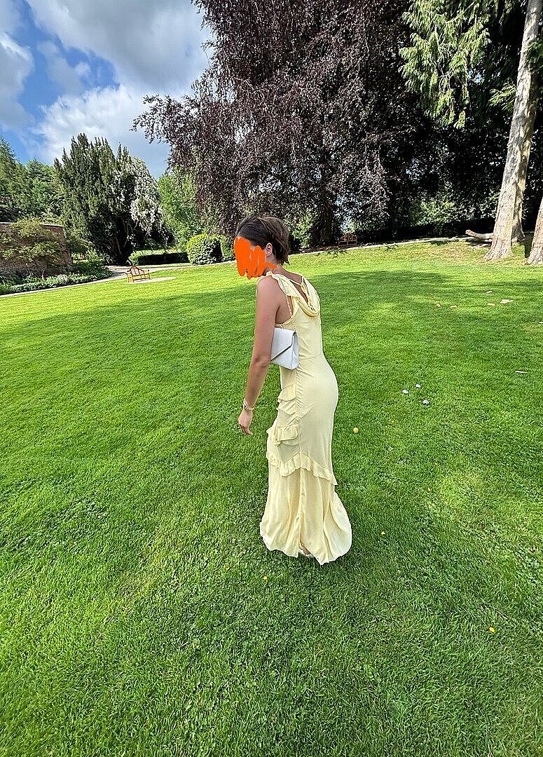 Sangria Cowl Neck Frill Maxi Dress Lemon | Selfie Leslie