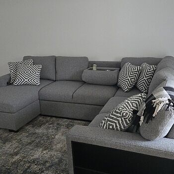 Playday Gray 119'' 4 Piece Left Arm Facing Pop-Up Sleeper Chaise Sectional with USB & USB-C Ports Love my #Playday sofa