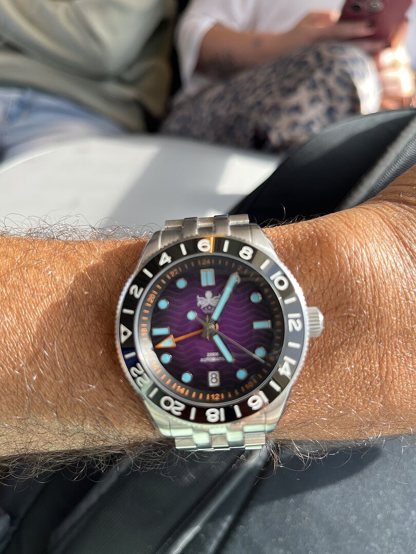 PHOIBOS WAVE MASTER GMT 200M Automatic Diver Watch PY049H Purple