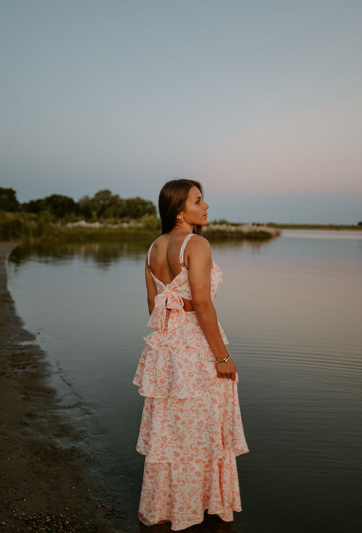 Provence Bloom Tiered Midi Dress Floral Orange Selfie Leslie