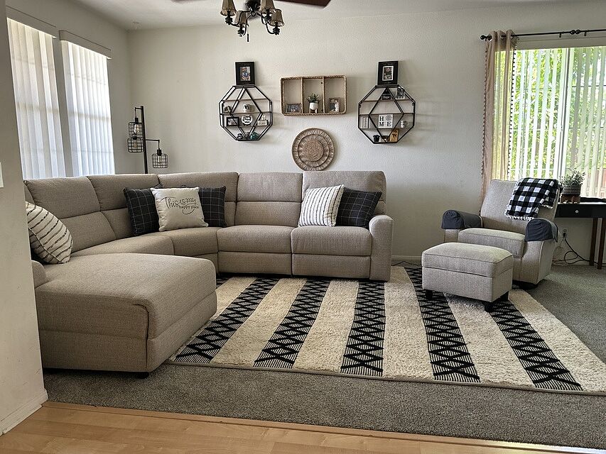 Modern Farmhouse 136'' Power Reclining 5 Piece Left Arm Facing Chaise Sectional Sofa with Power Headrest | Memory Foam | USB Port | #SweepstakesEntry