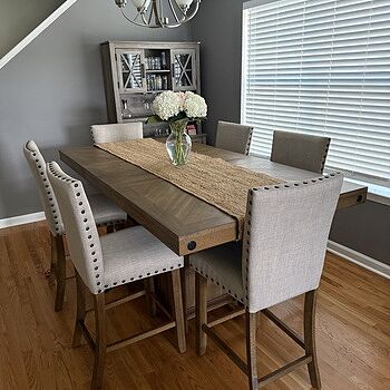 Sonoma 7 Piece Natural & Beige Upholstered Extendable Counter Height Dining Set | Transitional Dining Room Sets by Bob's Discount Furniture Love!