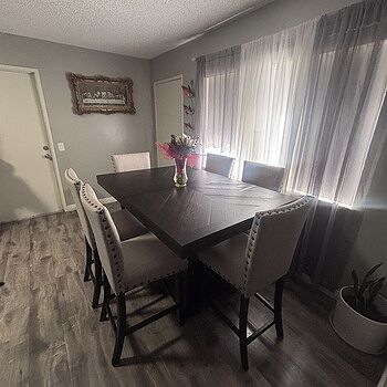 Sonoma 7 Piece Espresso & Beige Upholstered Extendable Counter Height Dining Set Dinning table set