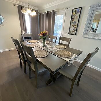 Hudson 7 Piece Gray & Beige Upholstered Extendable Dining Set Satisfied Customer