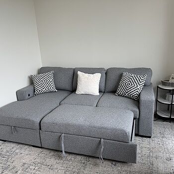 Playday Gray 93'' 2 Piece Left Arm Facing Pop-Up Sleeper Chaise Sectional with USB & USB-C Ports Very comfortable and stylish sofa