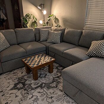 Playday Gray 119'' 4 Piece Right Arm Facing Pop-Up Sleeper Chaise Sectional with USB & USB-C Ports Perfect