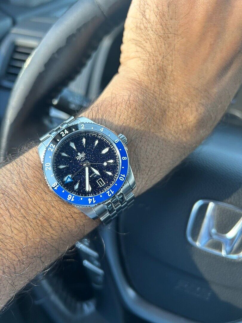 PHOIBOS Voyager GMT 100M Automatic Diver Watch PY058B Dark Blue