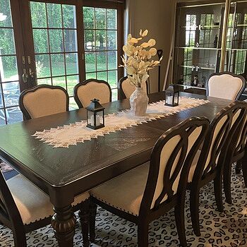 Regency 9 Piece Brown & Beige Upholstered Extendable Dining Set Dining room
