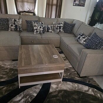 Playmax Gray 124'' 4 Piece Left Arm Facing Pop-Up Sleeper Chaise Sectional with USB & USB-C Port Love love love!!