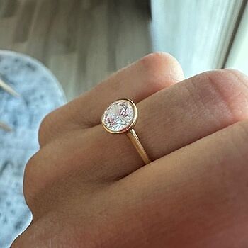 Bezel Set Solitaire Engagement Ring Setting in 14K Rose Gold
