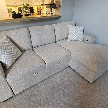 Playday Beige 93'' 2 Piece Right Arm Facing Pop-Up Sleeper Chaise Sectional with USB & USB-C Ports Great product and service