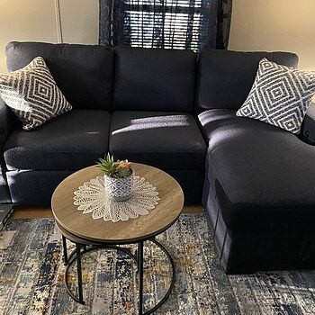 Playday Navy 93'' 2 Piece Right Arm Facing Pop-Up Sleeper Chaise Sectional with USB & USB-C Ports Excellent Customer Service