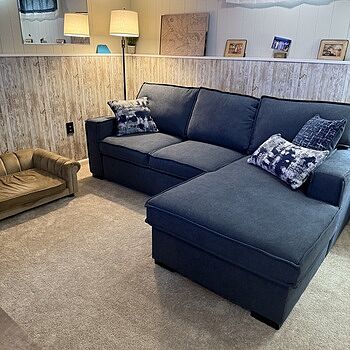 Playmax Denim 94'' 2 Piece Right Arm Facing Pop-Up Sleeper Chaise Sectional with USB & USB-C Port Nice, comfy couch