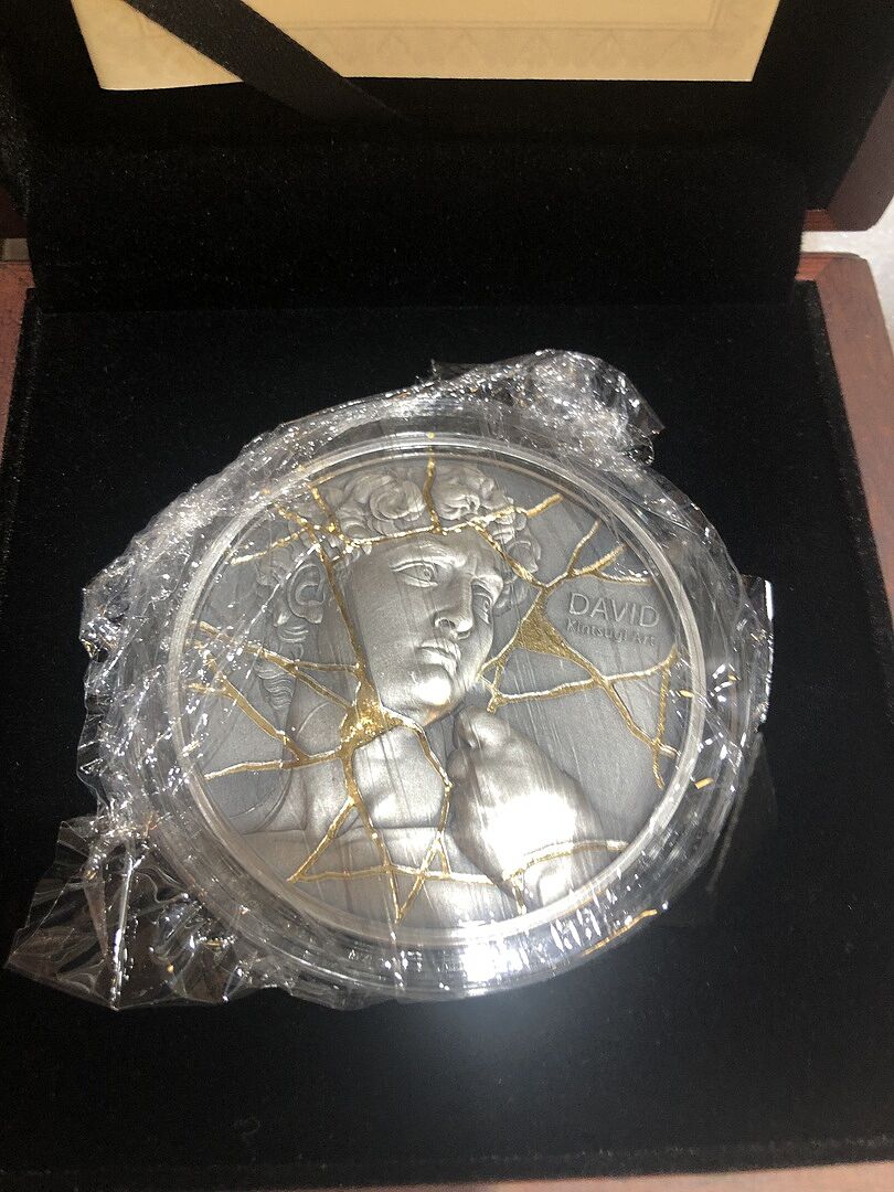 DAVID Kintsugi Art 2 Oz Серебро Монета 2000 Francs Cameroon 2025