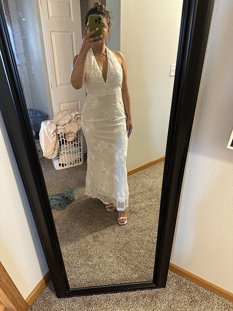 cipriana backless halter maxi dress embellished white Cipriana Backless Halter Maxi Dress Embellished White