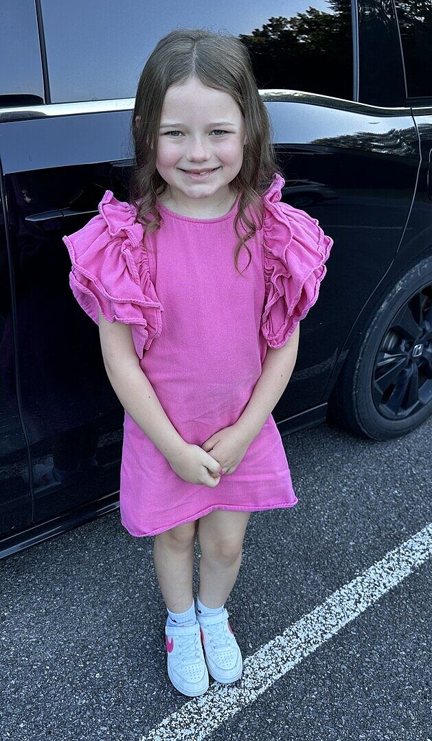 pink denim dress girls Lola + The Boys Pink Princess Ruffle Denim Dress, Hot Pink / 8