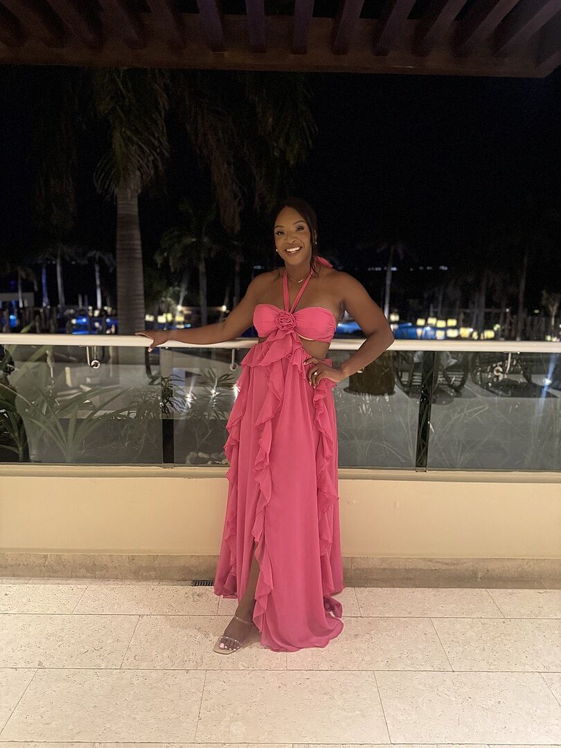 Santiago Cut-Out Ruffle Maxi Dress Fuchsia | Selfie Leslie