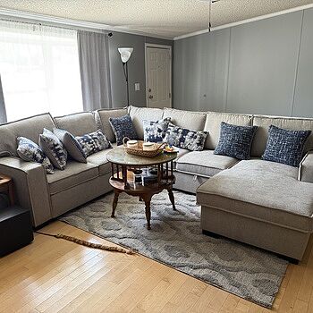 Playmax Gray 124'' 4 Piece Right Arm Facing Pop-Up Sleeper Chaise Sectional Sofa with USB & USB-C Port | Memory Foam | by Bob's Discount Furniture Perfect size!