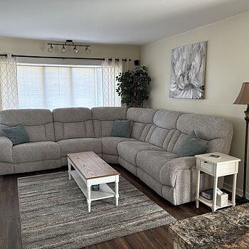 Everest Light Gray 116'' Power Reclining Sofa with Armless Recliner & Power Headrest Everest Sectional