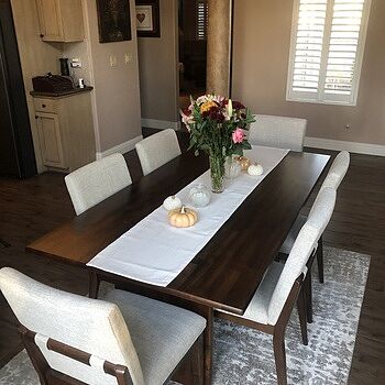 Mango 7 Piece Brown & Beige Solid Wood Upholstered 72'' Dining Set Simply lovely dining!