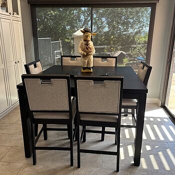 Brookline 7 Piece Black & White Upholstered Counter Height Square Dining Set Loving Our New Kitchen Set!