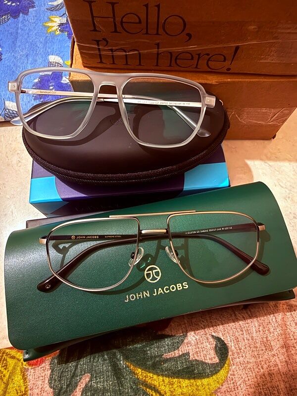 Buy Gold Grey Full Rim Rectangle John Jacobs Supreme Steel JJ