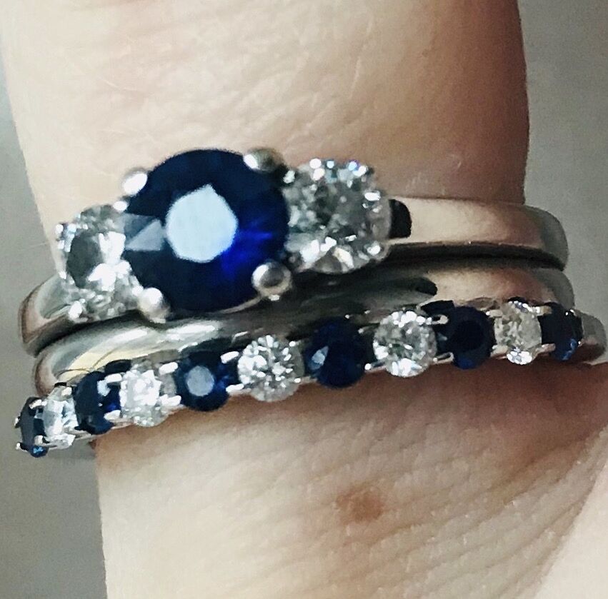 Sapphire and Diamond Half Eternity Band - Compliments wife's wedding ring