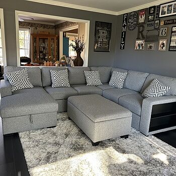 Playday Gray 119'' 4 Piece Left Arm Facing Pop-Up Sleeper Chaise Sectional with USB & USB-C Ports Perfect in every way!