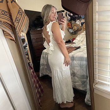 Alba Frill Trim Midi Dress White Selfie Leslie