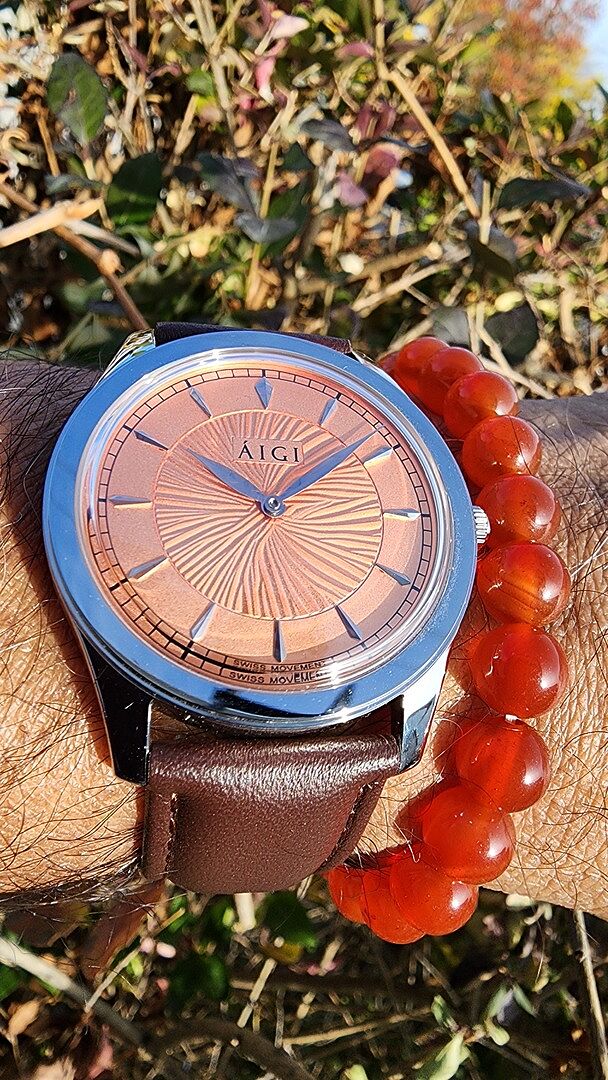 AIGI Polar Day 38mm Black Leather Watch