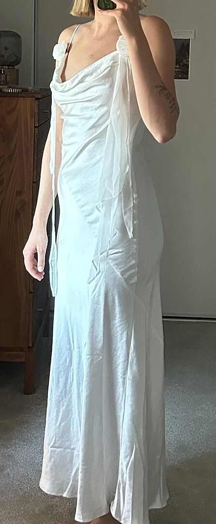 Afterglow Backless Cowl Neck Maxi Dress Off White | Selfie Leslie