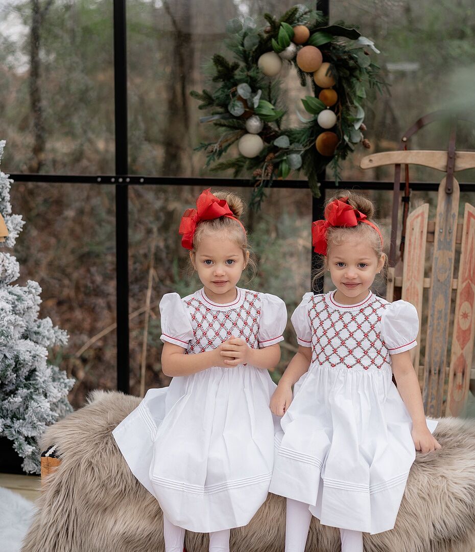 Girls Christmas Smocked Holiday Dress with Flowers I Feltman Brothers