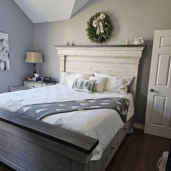 Beaumont King White & Gray Platform Storage Bed Makes a statement